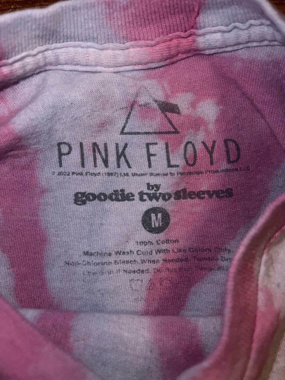 Pink Floyd Pink & Blue Tie-Dye Yellow Graphic Punk Band Cotton Crop Top Size M - Picture 5 of 6